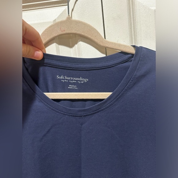Soft Surroundings Pima Cotton Crewneck T-Shirt Bundle(2) Navy/Cream, size M - Picture 8 of 9